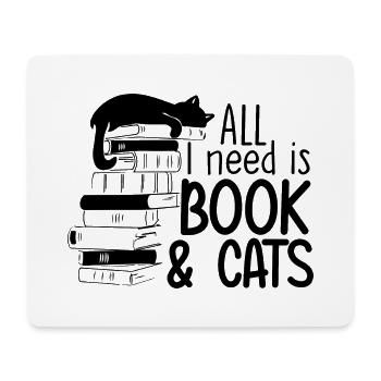 All I Need Is Book & Cats - Mouse Pad (horizontal) - white - Front