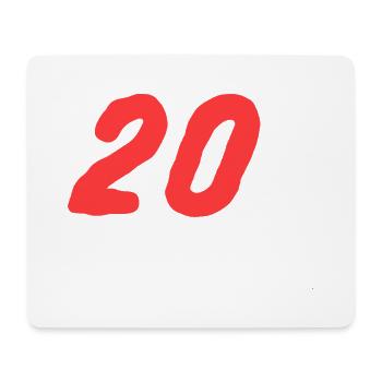 Nummer 20 fett in Rot - Mousepad (Querformat) - Weiß - Vorne