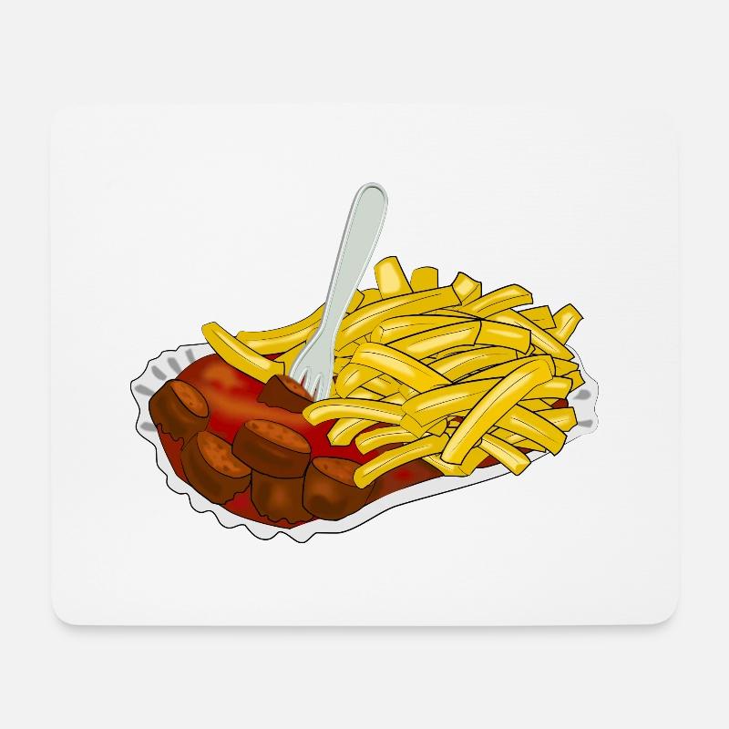 Currywurst mit Pommes - Mousepad (Querformat) - Weiß