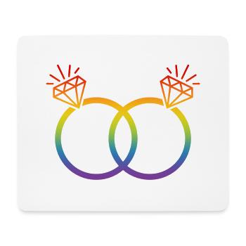 LGBT Wedding Rings Wedding Bachelor Party Couple Rainbow Diamond - Mouse Pad (horizontal) - white - Front
