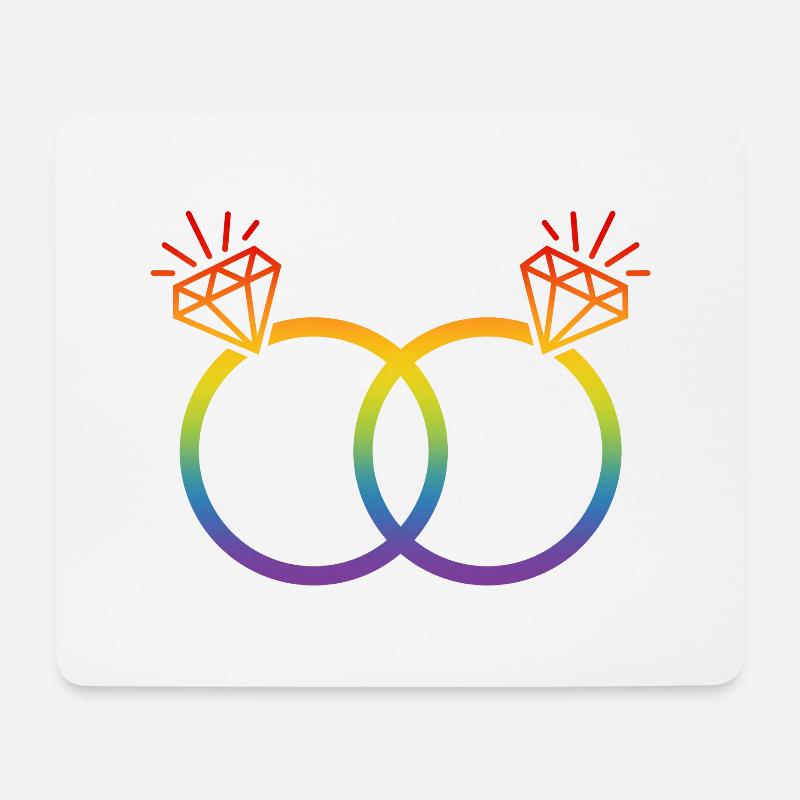 LGBT Eheringe Hochzeit JGA Paar Regenbogen Diamant - Mousepad (Querformat) - Weiß