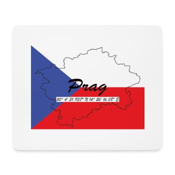 Prag - Hauptstadt mit GPS & Flagge - Mousepad (Querformat) - Weiß - Vorne