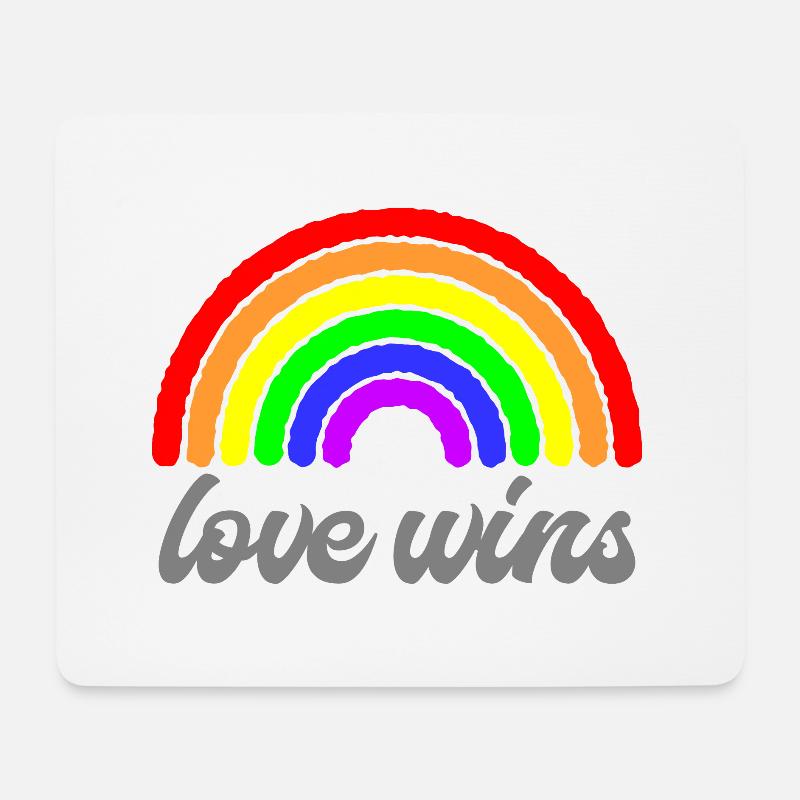 Liebe gewinnt Regenbogen Liebesgrafik - Mousepad (Querformat) - Weiß