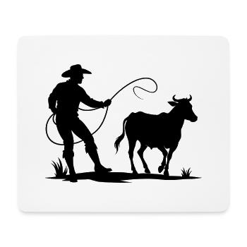Cowboy-Fangkuh - Mousepad (Querformat) - Weiß - Vorne