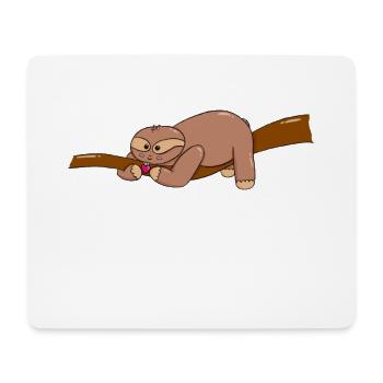Le petit paresseux trouve la fraise - Tapis de souris (format paysage) - blanc - Devant