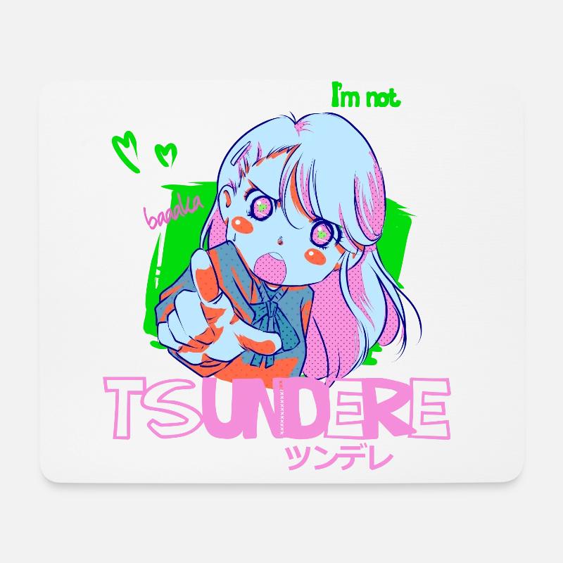 tsundere - Tapis de souris (format paysage) - blanc