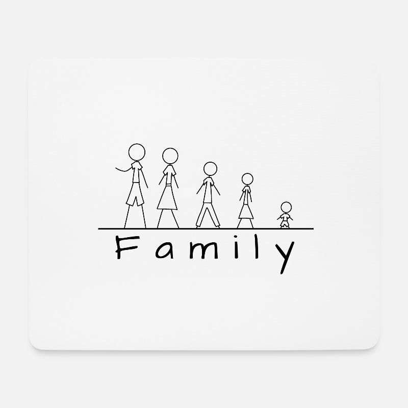 Strichmännchenfamilie - Mousepad (Querformat) - Weiß