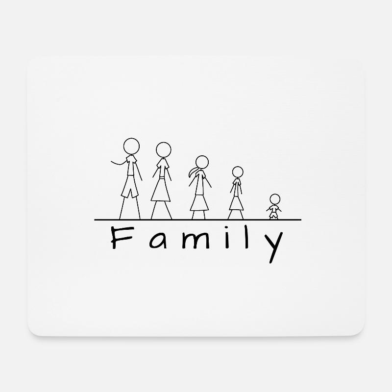 Strichmännchenfamilie - Mousepad (Querformat) - Weiß