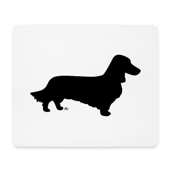 Long-haired dachshund silhouette - Mouse Pad (horizontal) - white - Front