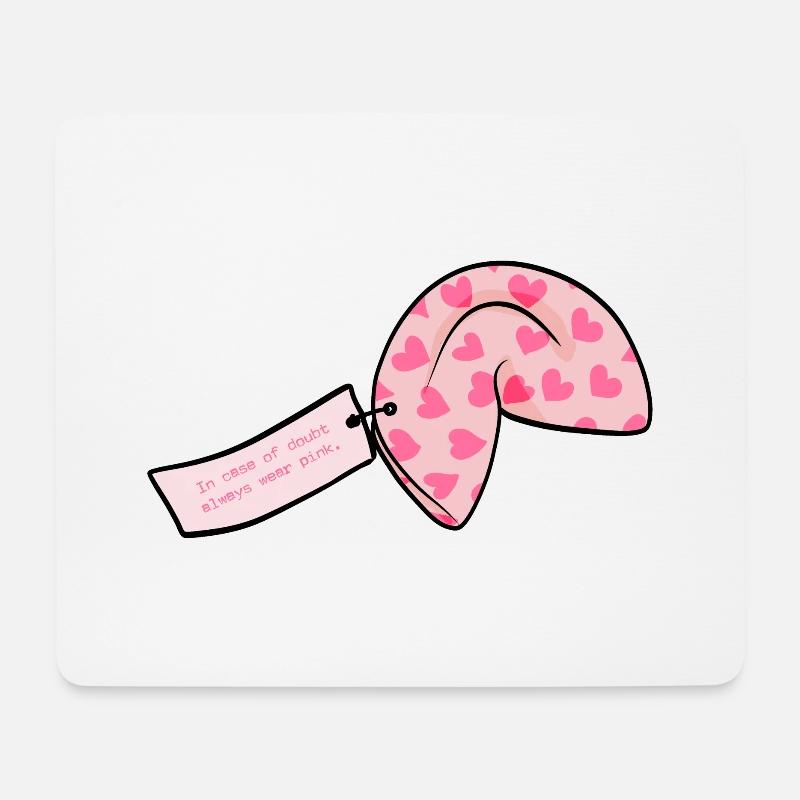 Glückskeks pink mit Herzen - Mousepad (Querformat) - Weiß