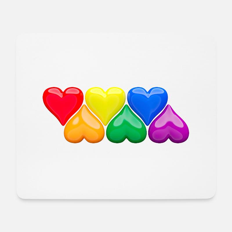 Glänzende Herzen in LGBT-Regenbogenfarben Block - Mousepad (Querformat) - Weiß
