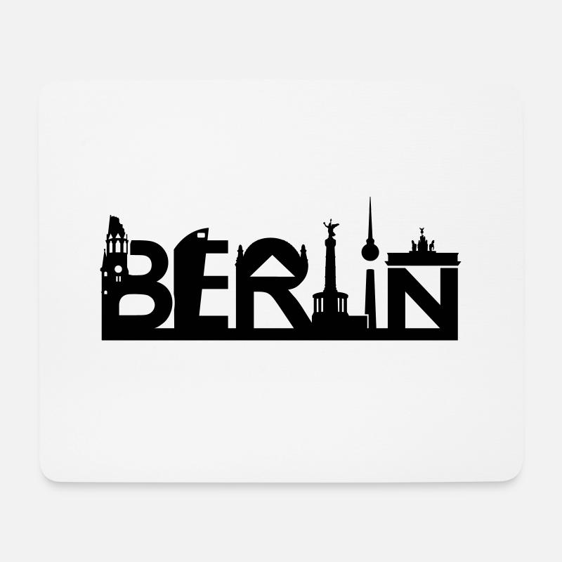 Berlin Skyline mit Sehenswürdigkeiten - Mousepad (Querformat) - Weiß