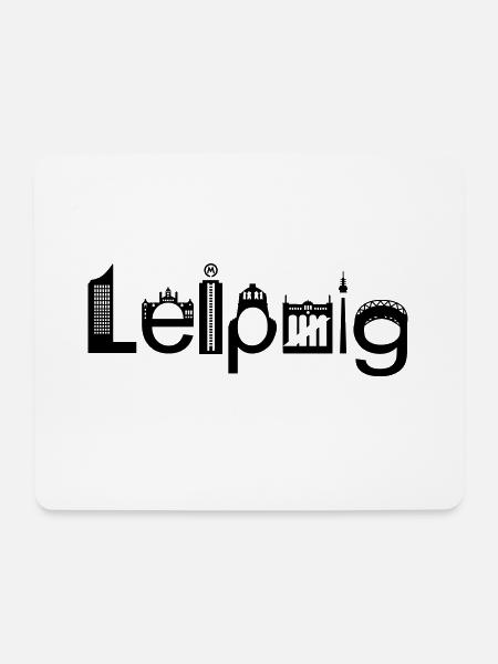 Leipzig Skyline mit Sehenswürdigkeiten - Mousepad (Querformat) - Weiß