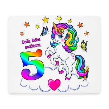 Mädchen 5 Jahre Geburtstag Einhorn-ich bin schon 5 - Mousepad (Querformat) - Weiß - Vorne