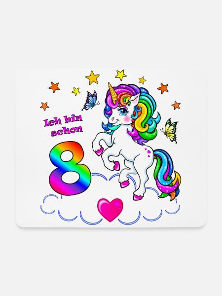 Mädchen 8 Jahre Geburtstag Einhorn - Mousepad (Querformat) - Weiß
