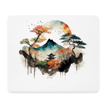 Asiatischer Berg - Mousepad (Querformat) - Weiß - Vorne