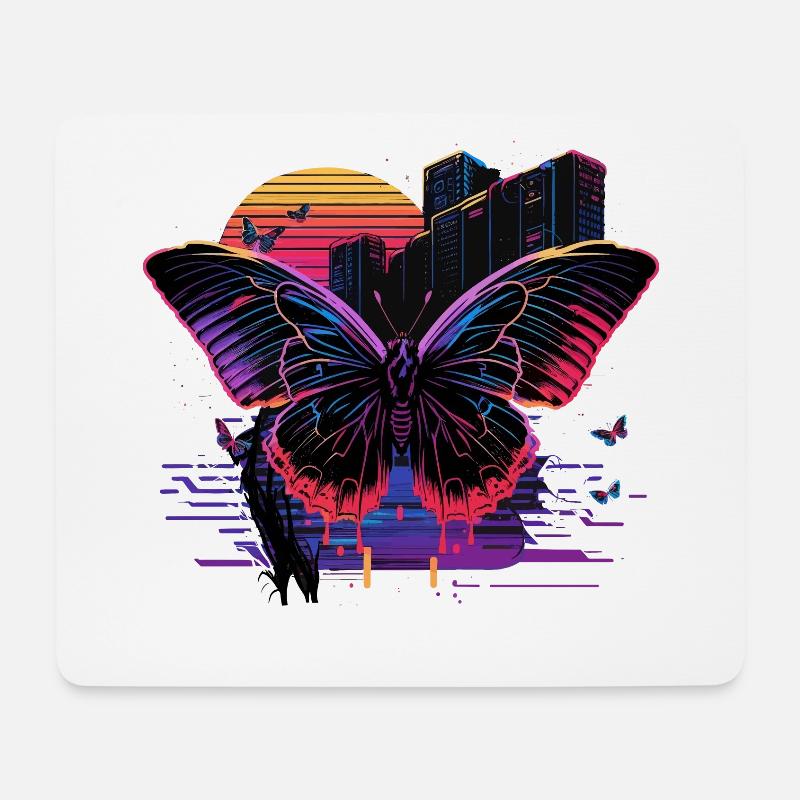 Retro Vibe Schmetterling - Mousepad (Querformat) - Weiß