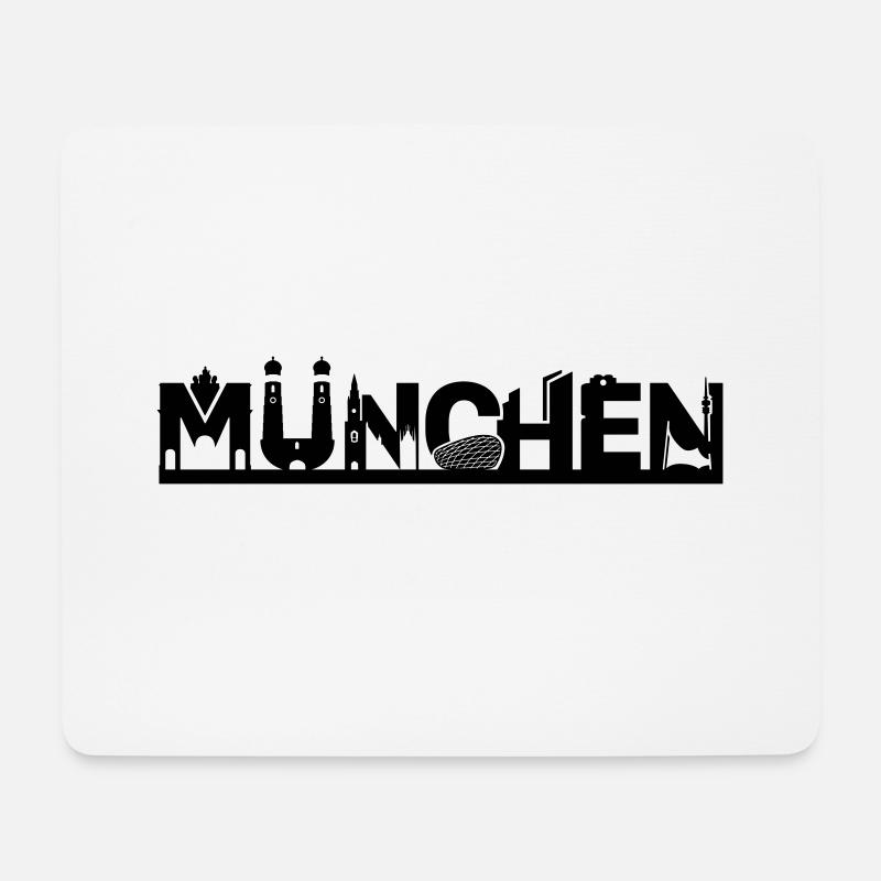 München Skyline mit Sehenswürdigkeiten - Mousepad (Querformat) - Weiß