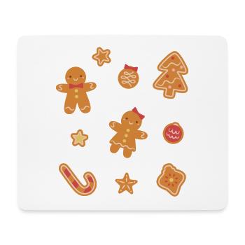 Biscuits de Noël mignons homme et femme en pain d'épice - Tapis de souris (format paysage) - blanc - Devant