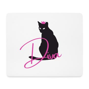 Diva Cat mit Krone pink - Mousepad (Querformat) - Weiß - Vorne