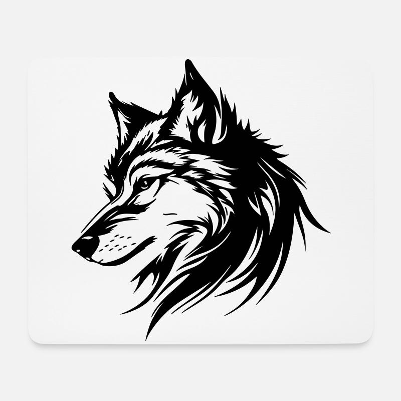 Wolf Silhouette - Mousepad (Querformat) - Weiß