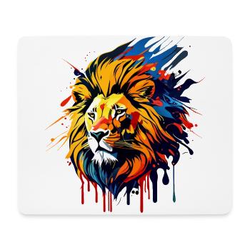 Tête de lion à crinière, colorée - Tapis de souris (format paysage) - blanc - Devant