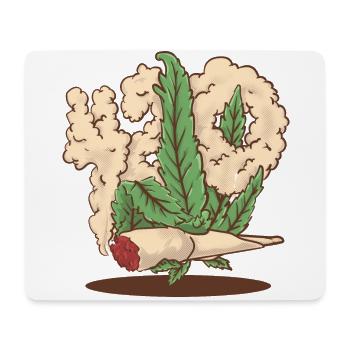 420 Hanfhand, die eine Cannabis-Joint-Karikatur hält - Mousepad (Querformat) - Weiß - Vorne