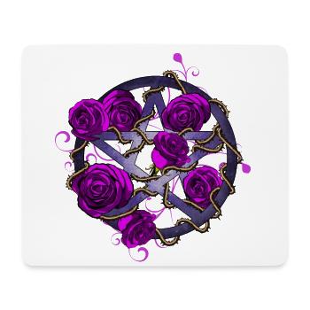 Roses pentagram purple - Mouse Pad (horizontal) - white - Front