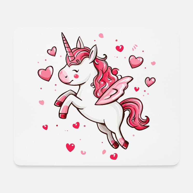 Einhorn Herz Liebe Süß Niedlich Einhörner Cartoon - Mousepad (Querformat) - Weiß