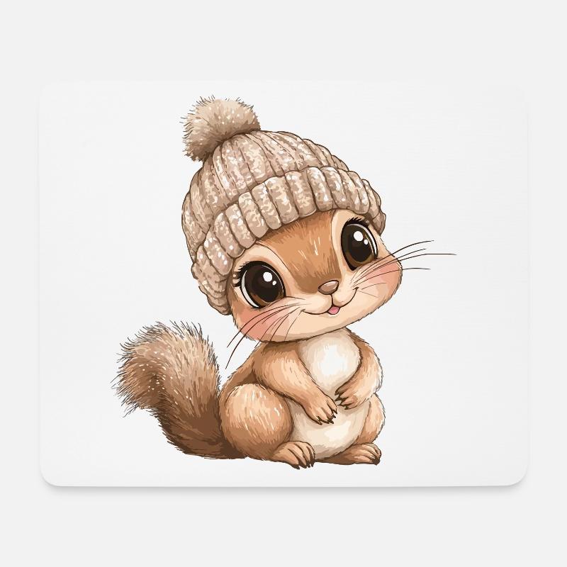 Eichhörnchen Süß Niedlich Baby Kinder Tier Cartoon - Mousepad (Querformat) - Weiß