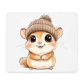 Hamster mignon mignon bébé enfants animal dessin animé - Tapis de souris (format paysage) - blanc - Devant