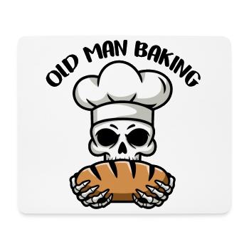Funny Baker Skull with Bread. Old man bakes - Mouse Pad (horizontal) - white - Front
