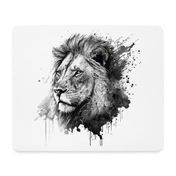 Lion Tête de Lion Prédateur Dessiné Art de l’Aquarelle - Tapis de souris (format paysage) - blanc - Devant