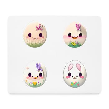 Oeuf de Pâques Visages d’oeufs de Pâques - Tapis de souris (format paysage) - blanc - Devant