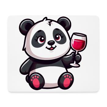 Cute Panda Red Wine Cartoon - Mouse Pad (horizontal) - white - Front