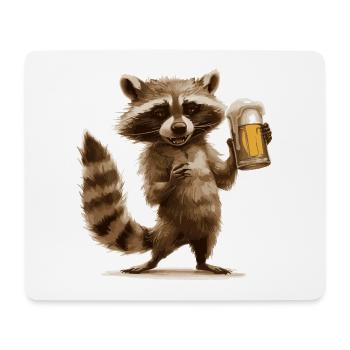 Raccoon Bière Drôle - Tapis de souris (format paysage) - blanc - Devant