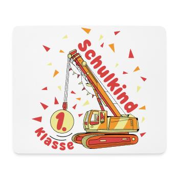 Schulkind Klasse 1 Kran Baustellen Baufahrzeug - Mousepad (Querformat) - Weiß - Vorne