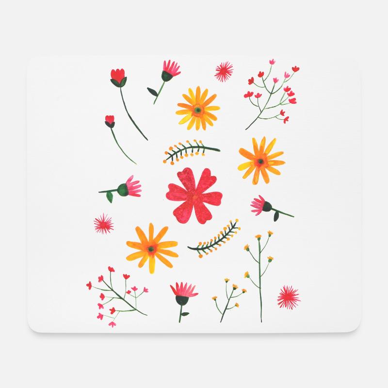 Blumen Muster - Mousepad (Querformat) - Weiß