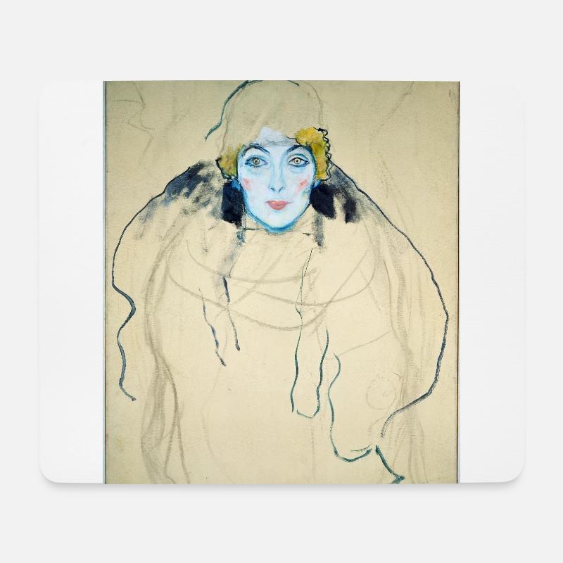 Gustav Klimt - Frauenkopf. 1918. - Mousepad (Querformat) - Weiß