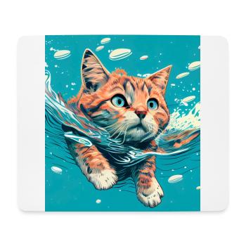 Red cat swimming in the water - Mouse Pad (horizontal) - white - Front