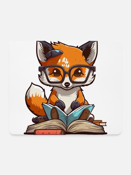 Buchhafter Fuchs - Mousepad (Querformat) - Weiß