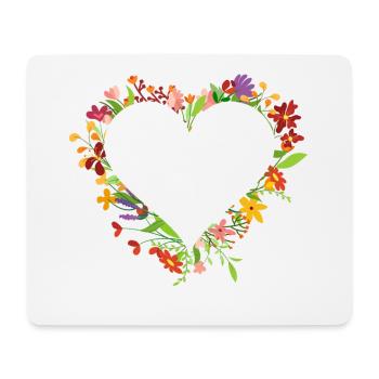 Herz aus Blumen - Mousepad (Querformat) - Weiß - Vorne