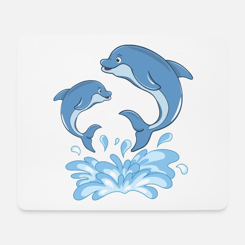Delfine Tümmler Meer - Mousepad (Querformat) - Weiß