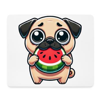 Lustiger Mops Wassermelone Sommer Cartoon - Mousepad (Querformat) - Weiß - Vorne