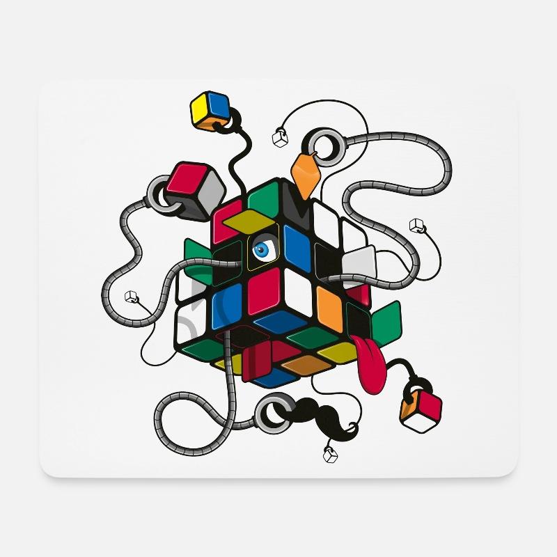 Rubik's Cube Créature Avec Tentacules - Tapis de souris (format paysage) - blanc