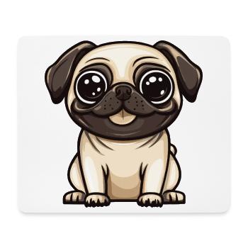 Pug Hund Niedlich - Mousepad (Querformat) - Weiß - Vorne