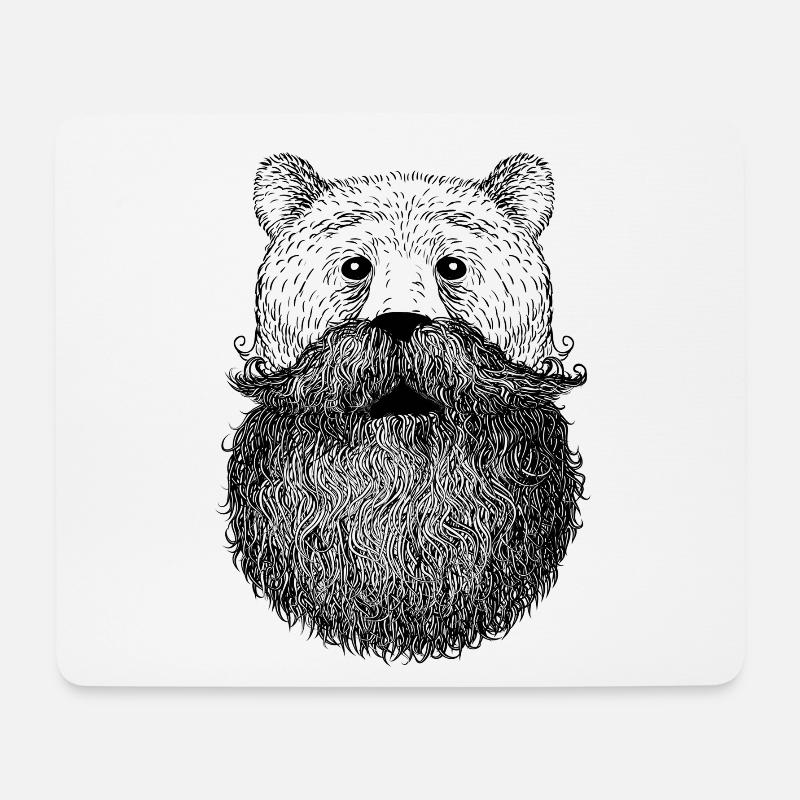 Bär oder Bart - Mousepad (Querformat) - Weiß