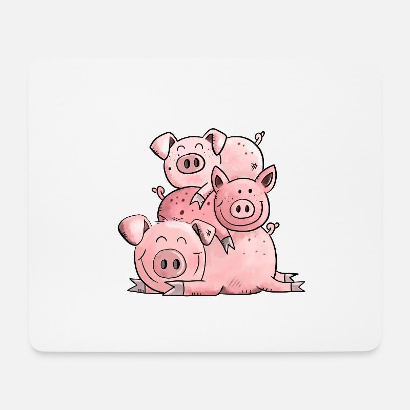 Pigs Make me Happy I Schweine Comic Geschenk - Mousepad (Querformat) - Weiß