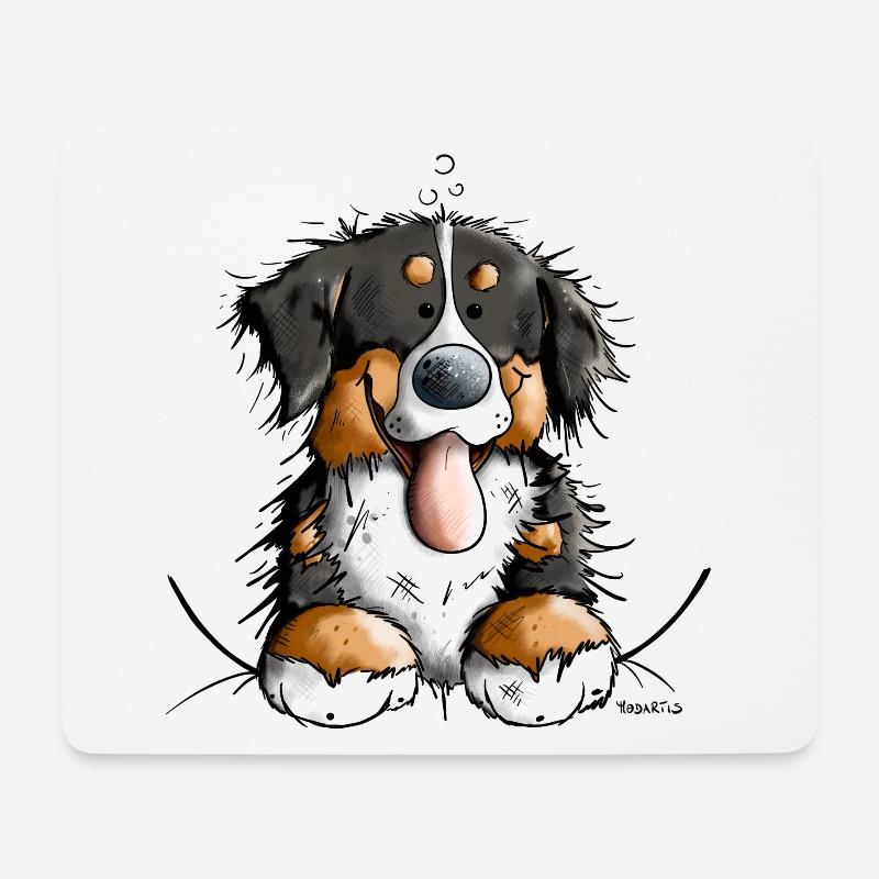 Glücklicher Berner Sennenhund - Mousepad (Querformat) - Weiß