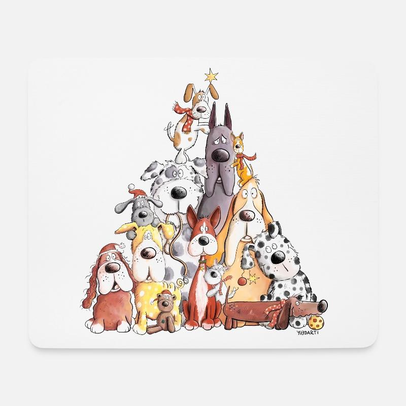 MERRY WOOFMAS Weihnachten Hundehaufen I Hunde - Mousepad (Querformat) - Weiß